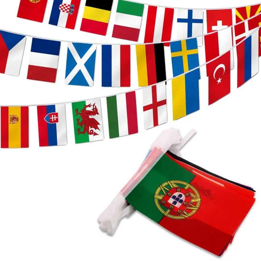 26Fts 2020 European Euro Cup String Flag Bunting 24 Country Teams 14x21cm Russia Spain England Germany France Italy | Дом и сад