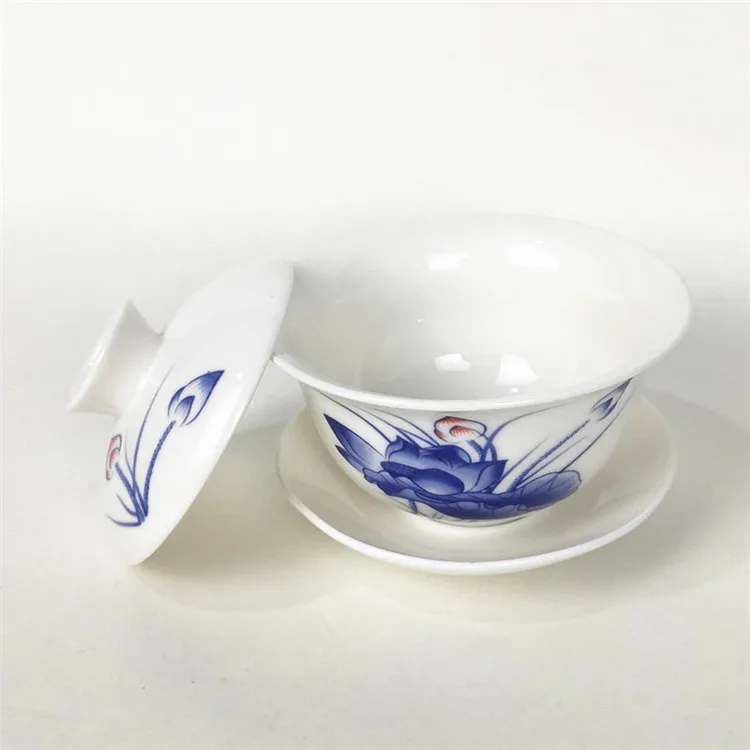 Мини Gaiwan, 140 мл, голубой и белый фарфор, чайная чаша, чайная чашка и блюдце, набор, чайник