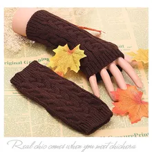 Лидер продаж, женские перчатки, зимние теплые перчатки без пальцев, вязаные митенки, Прямая поставка, guantes Wd3