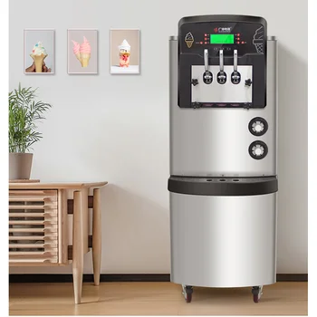 

Stainless steel silver table top mini soft ice cream making vending machine Ice Cream Maker with free shipping