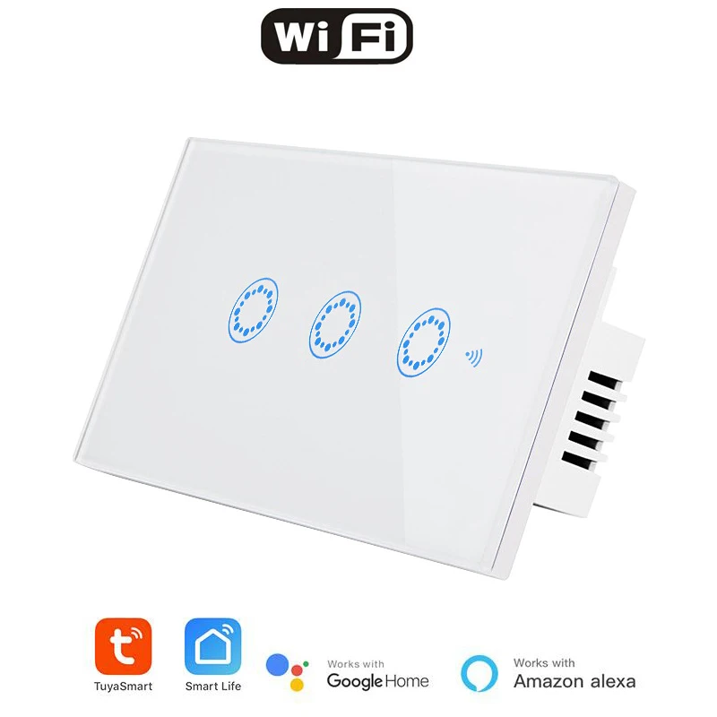 

US Panel WiFi APP/Touch Control Wireless Smart Light Switch 1 2 3 Gang Way Wall Touch Glass Switch Amzon Alexa Echo Google Home