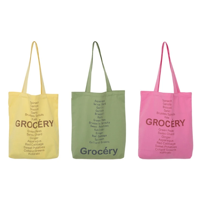 Women Shopping Bag Grocery Letter Design Ladies Cute Colors Shoulder Bags Canvas Handbag Reusable Tote | Багаж и сумки