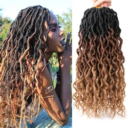 18 Inch Goddess Faux Locs Crochet Hair Curly Ends Gypsy Locs Crochet Braids Pre Looped Natural Wave Dreadlocks Hair Extensions