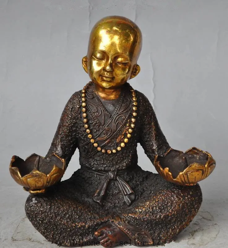 

china buddhism bronze gilt Buddhist monk buddha statue lotus flower Candlesticks