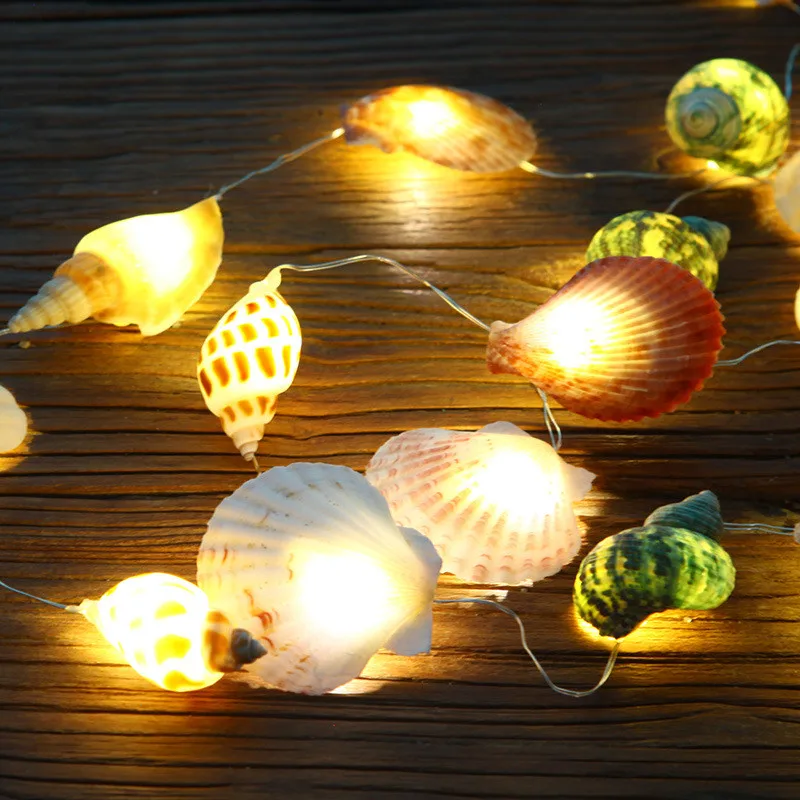 

Natural Shell LED Fairy String Lights Garland Home Room Decoration for Christmas Tree New Year Wedding Party Garden Battery USB