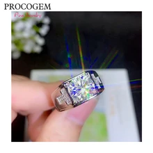 PROCOGEM бриллиант, Муассанит кольца 1 2 3ct VVS Отличные мужские обручальные Обручальные кольца из стерлингового серебра 925 пробы ювелирные украшения#676