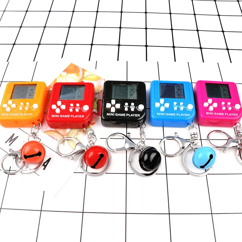 New Mini Classic Game Keychain Men Retro Nostalgic Children's Handheld Toy Tetris Key Chain Bell Car Key Ring Bag Charms Trinket