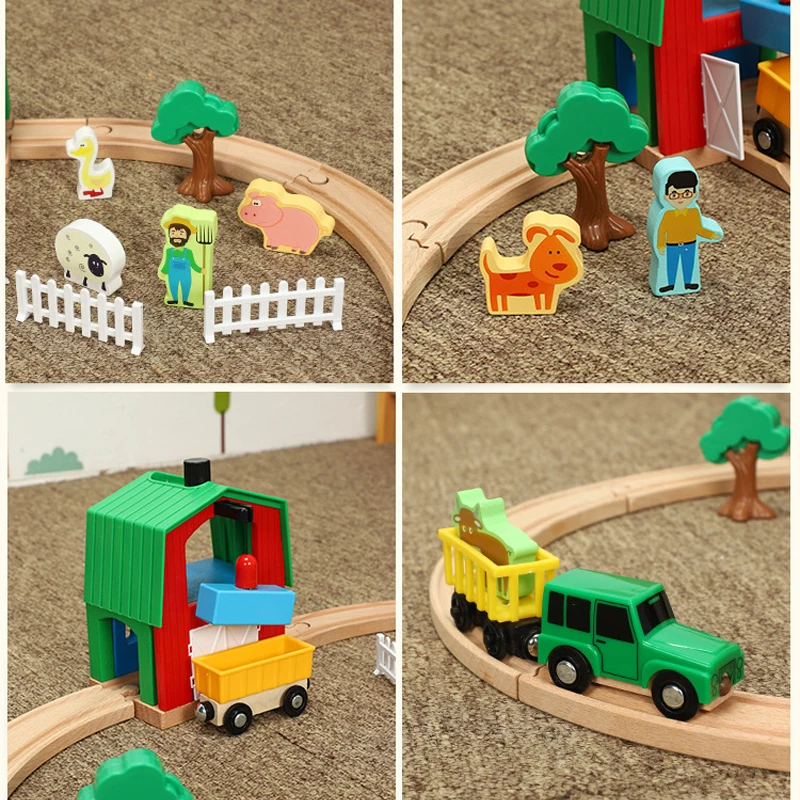 Diecast автомобиль DIY Деревянные треки поезд набор гоночная дорожка Волшебные Brio Обучающие игрушки-Пазлы Деревянные железные дороги Детские подарки на день