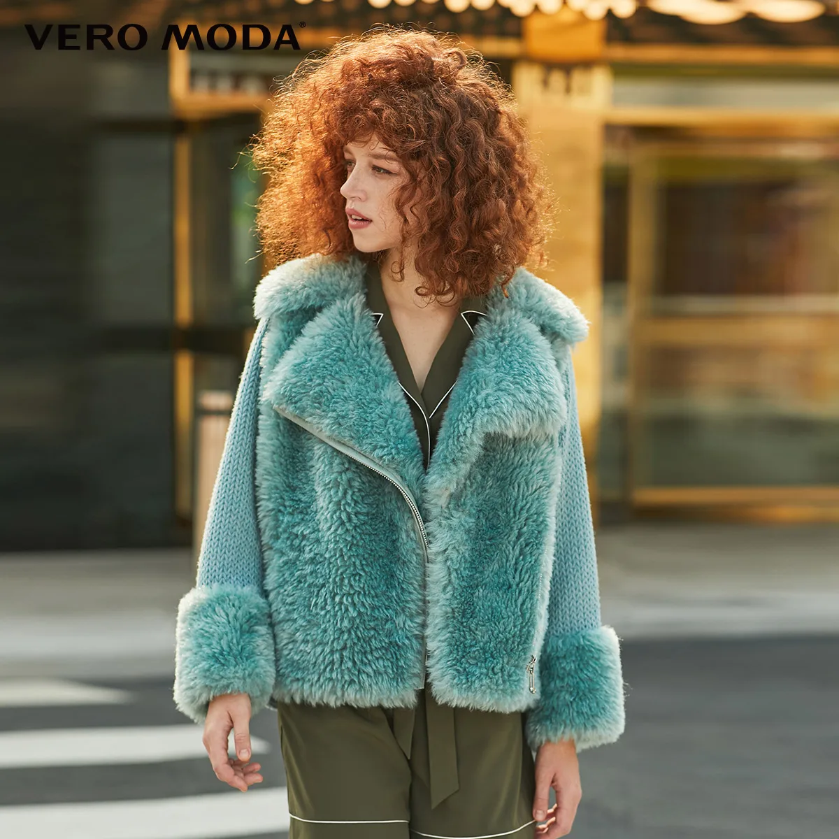 Vero Moda женский лацкан сращивания ткани с открытыми плечами куртка | 319348504 - Цвет: Blue surf