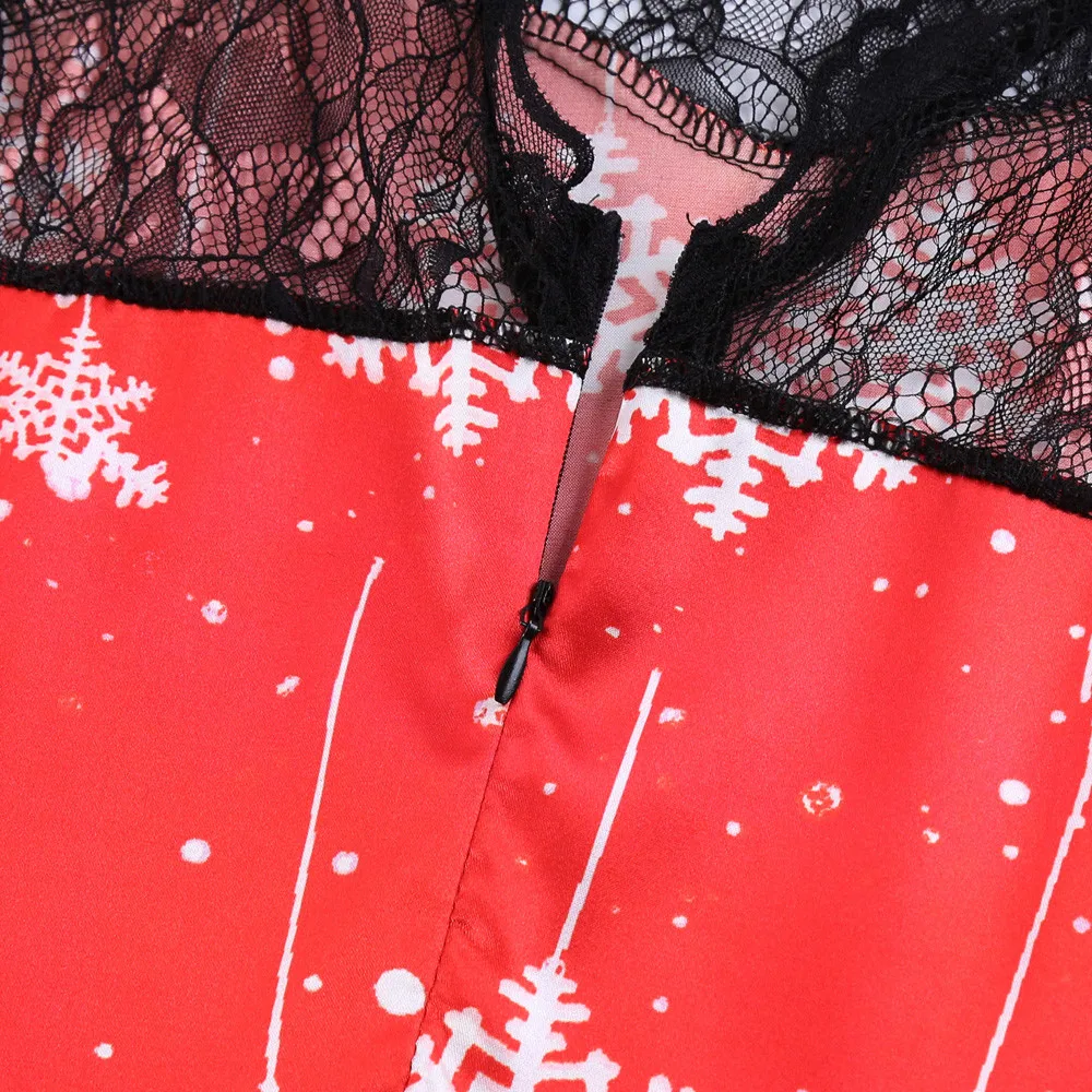 Новогоднее праздничное рождественское платье, женское кружевное платье с коротким рукавом в стиле пэчворк, винтажное вечернее платье, vestidos robe noel femme