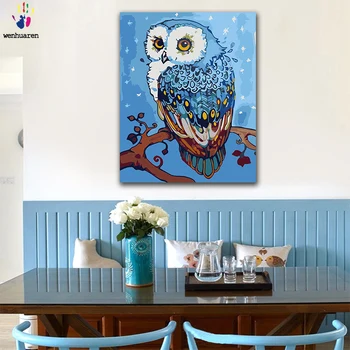 

DIY Colorings Pictures Owl on Cartoon Tree Picture Drawing Painting by Numbers with Colors Cute by Numbers Framed Home Canvas