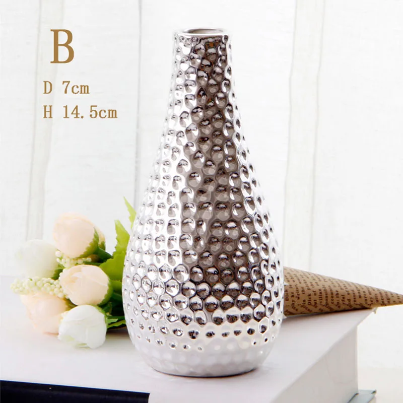 Маленькая серебряная зеркальная Цветочная ваза для гостиной, минималистичные украшения, Современное украшение для дома в скандинавском стиле, розовая Цветочная ваза для растений - Цвет: B