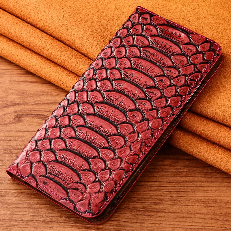 Чехол из натуральной коровьей кожи питона для Apple iPhone 11 Pro Max, чехол на подставке с застежкой кошелек, чехол для телефона iPhone11 Pro - Цвет: Красный