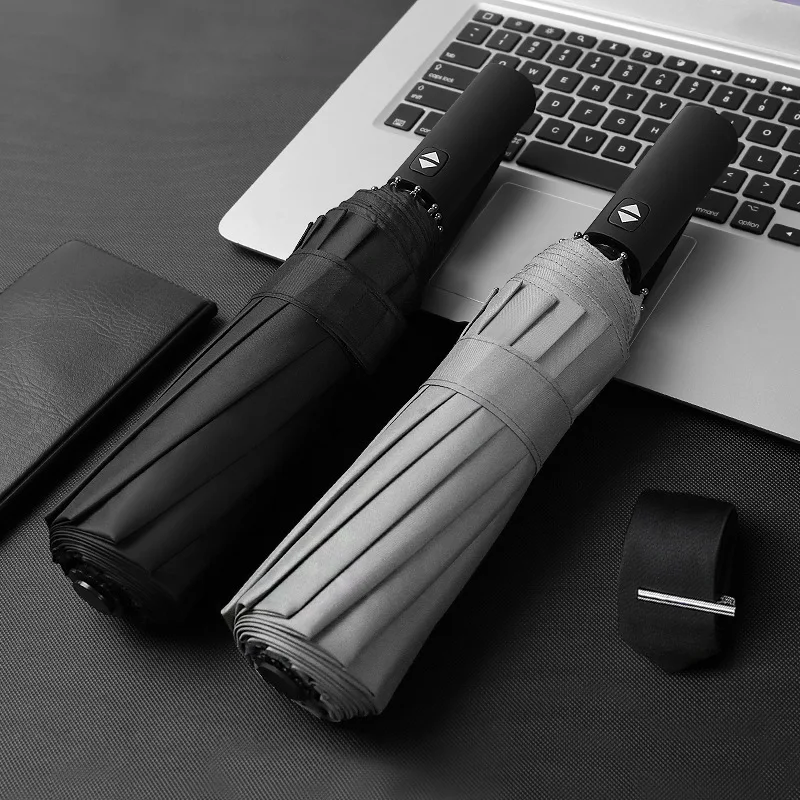 Explosion models automatic umbrella three fold windproof umbrella men and women sun umbrella three fold black plastic umbrella