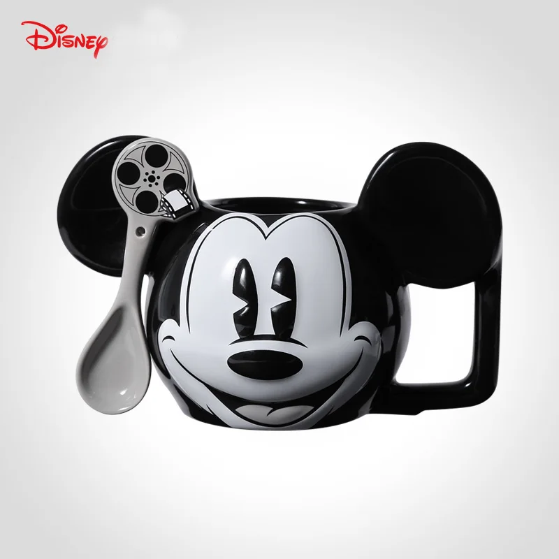 Disney Мода милый мультфильм керамическая чашка для воды Микки Минни кошка Мэри пух с ложкой кружка кофе чашка - Цвет: Mickey
