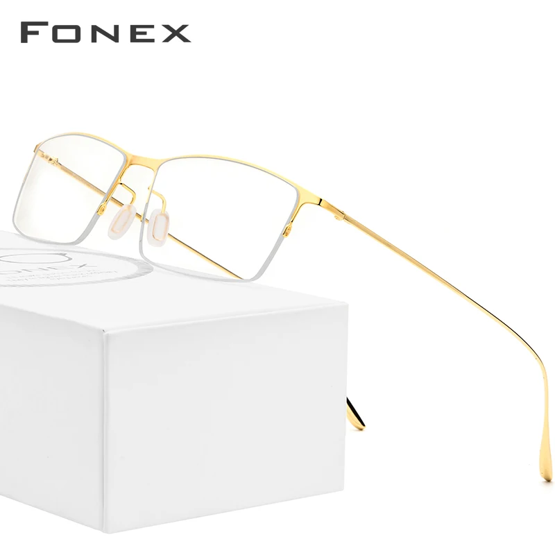 FONEX очки из титанового сплава, мужские ультралегкие квадратные очки для близорукости, оправа по рецепту, оптическая оправа, корейские очки 8101