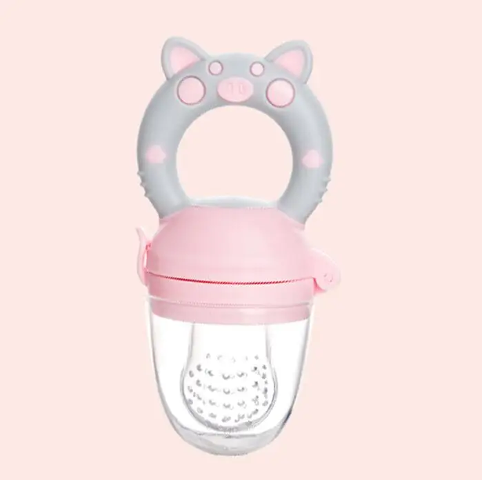 Pig Handle Pacifier Feeder for Baby Food Grade Silicone PP Training Nipple Milk Fresh Fruit Nibbler Teat Pacifier Bottles