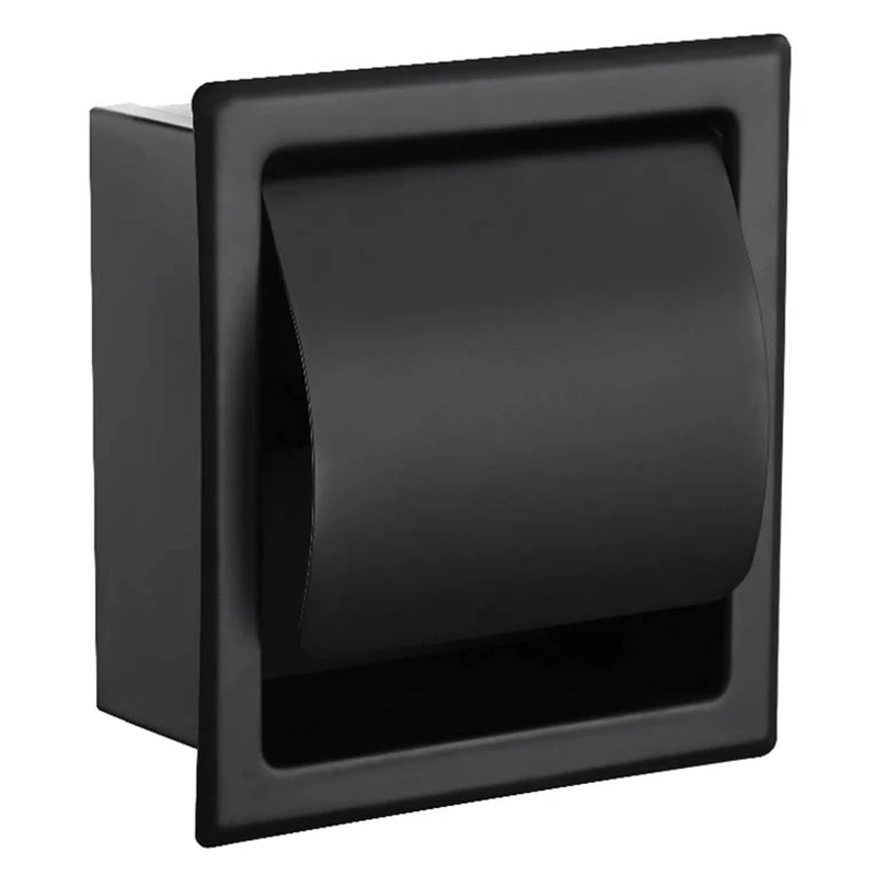 

Black Paper Holders Modern Wall Mount Matte Black 304 Stainless Steel Bathroom Toilet Paper Holder WC Roll Paper Tissue Box