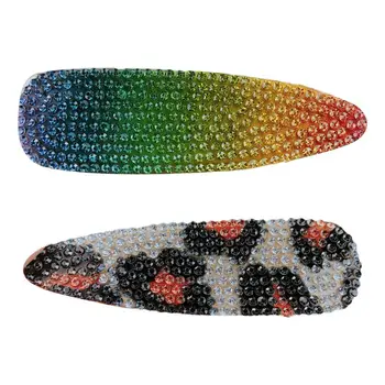 

Luxury Full Rhinestone Water Drop Hair Clips Women Girls Rainbow Colored Leopard Duckbill Hairpin Side Bangs Decorative Barrette