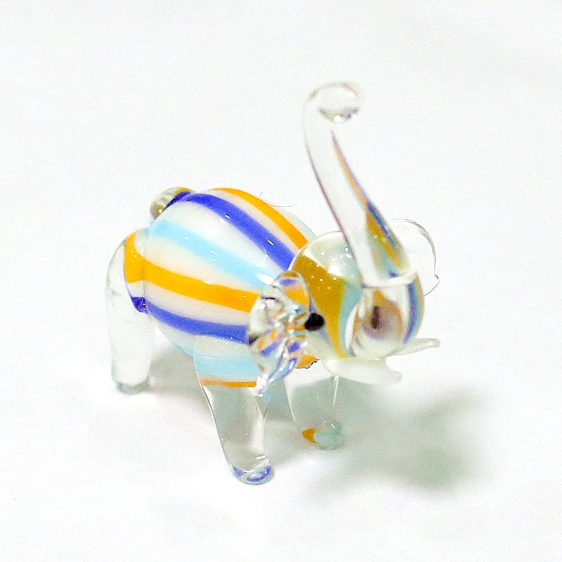 Handmade Murano Glass Elephant Figurines Home Room Desktop Christmas Decoration Ornaments Miniature Rural Style Animals Statue