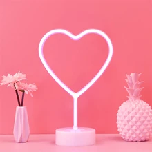 

Neon Heart Love Lights Battery Operated & USB Powered LED Neon Light for Bedroom Party Home Decoration Lamp Valentine's Day Gift
