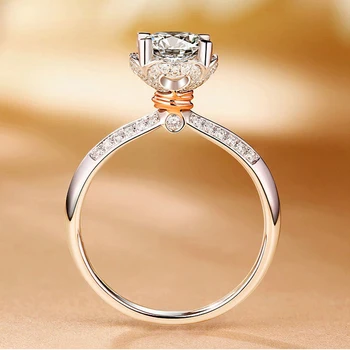 

1 Carat 18K White Gold 1 Ct Moissanite Diamond Ring Round Flower Heart Women Wedding Party Engagement Anniversary Ring VVS