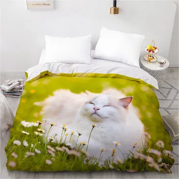 

3D Design Custom Duvet Quilt Comforter Blanket Cover Case Bed Linens Bedding Set Black 203x230cm Animals Dogs Cat Home Textile
