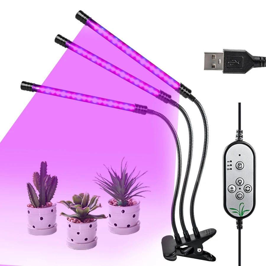 Vacamm светодиодный светильник для выращивания, полный спектр, гибкий фито-светильник с зажимом, 5 В, USB, 54, светодиодный S светильник для выращивания растений, рассады, лампа для роста в помещении