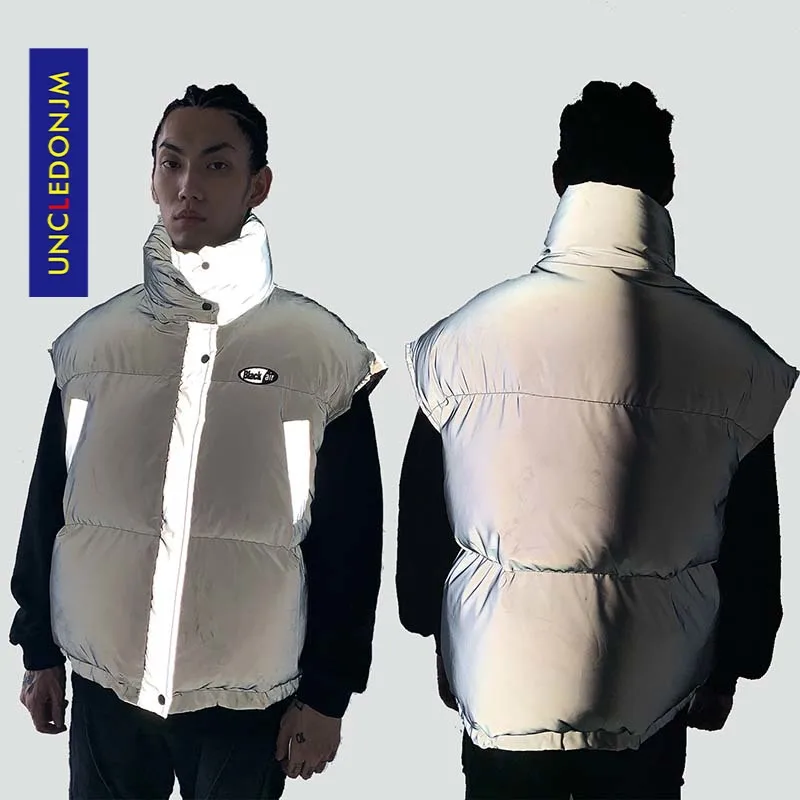 

UNCLEDONJM 20AW Reflective Thick Vest Men's Warm Winter Jacket New Fashion Bomber Thick Coat Vest Male Parkas ME-OV606