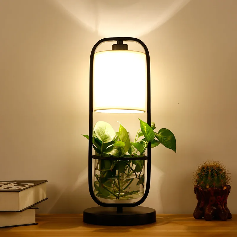 

Originality Bedroom Bedside A Living Room Restaurant Balcony Study Wrought Iron Led Green Trailing Plants Botany Desk Lamp
