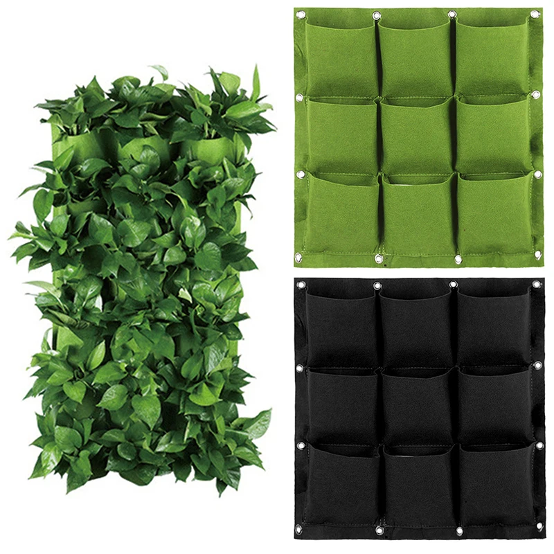 

2/3/4/6/9 Pockets Wall Hanging Planting Bags Green Plant Grow Planter Vertical Garden Bags Garden Supplies Hanging Flower Pouch
