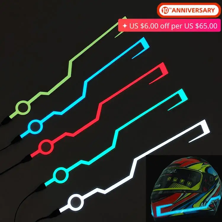 

DIY LED Motorcycle Helmet Cold Light Strip Signal Light Bar Lighting kit mount Safety Reflective Night Luminous Lamp Strips Mod