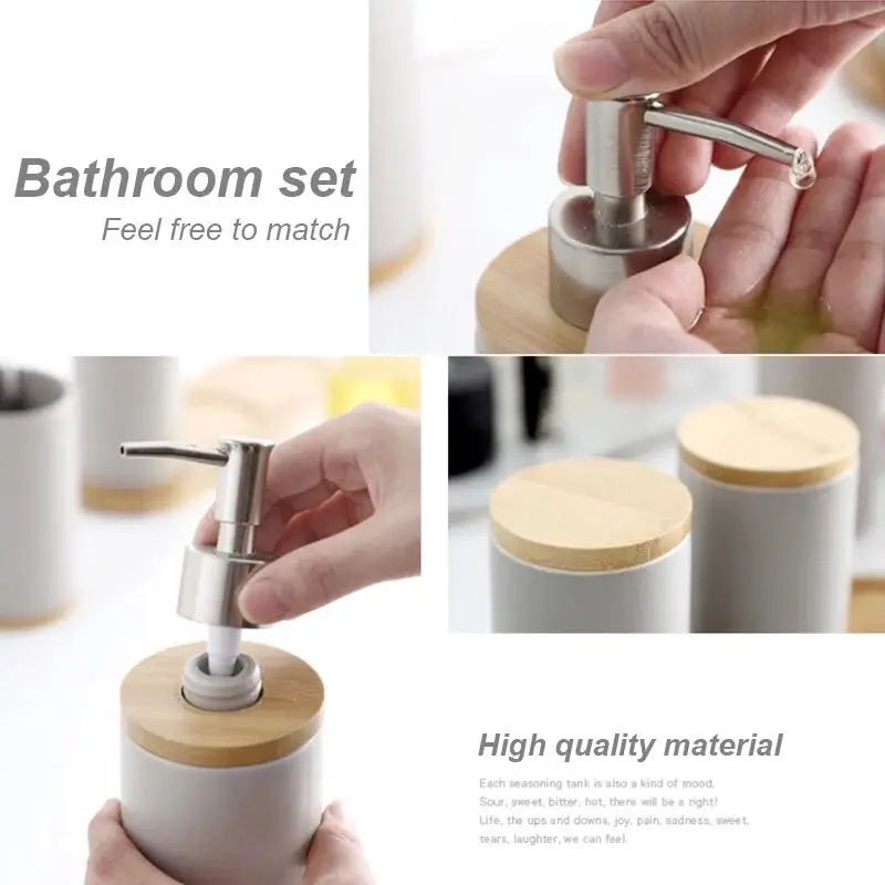Creative Ceramic Bamboo Bathroom Glass Toothbrush Holder Cup Bathroom Emulsion Container Kitchen Dishwashing Liquid Container