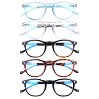 Turezing Reading Glasses Spring Hinge Men Women Blue Light Blocking Retro Round Plastic Frame Computer Reader Eyeglasses 0~400 1