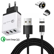 Магнитный Магнит Micro USB зарядный кабель для передачи данных для samsung S4 S6 S7 край A7 A6 J4 J6 J7 Neo J5 Pro QC 3,0 Быстрая зарядка USB Зарядное устройство