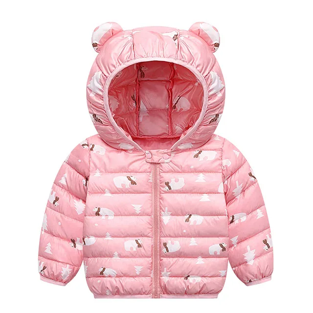 Детское пальто г. Осенне-зимняя куртка для маленьких мальчиков и девочек, милая детская куртка с капюшоном и ушками для девочек теплая Рождественская верхняя одежда детская одежда - Цвет: Pink