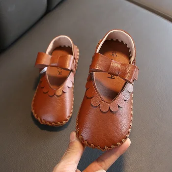 

Kids Shoes For Girl Toddlers Soft Bottom Baby Little Girls Leather Shoes Childrens Princess Bowknot Flats Retro Mary Janes Shoes