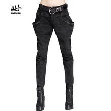 AIMENUNU повседневные женские брюки с большими карманами, на молнии, с высокой талией, эластичные женские шаровары, весна-осень, большие размеры