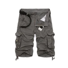 Модные новые мужские молодежные свободные большие размеры с несколькими карманами одноцветные пятиконечные брюки комбинезоны без пояса