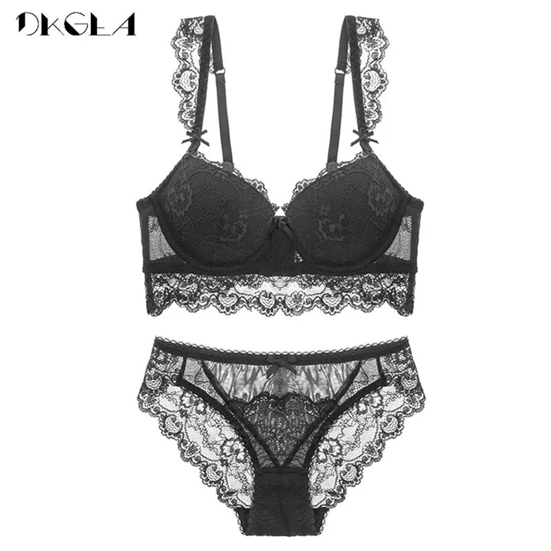 Super Gather Bras Women Underwear Set Cotton Blue Sexy Bra Set Push Up  Thick Brassiere Lace Embroidery Lingerie Set A B C Cup - AliExpress