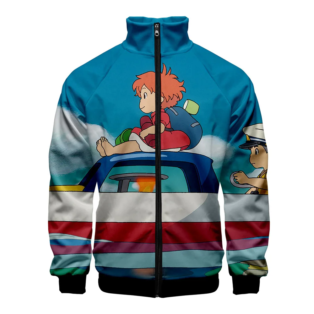 

Anime Movie Ponyo On The Cliff Stand Collar Sweatshirt Cool Bomber Jacket Men Clothing 2019 New Japanese Streetwear Jacket Cool