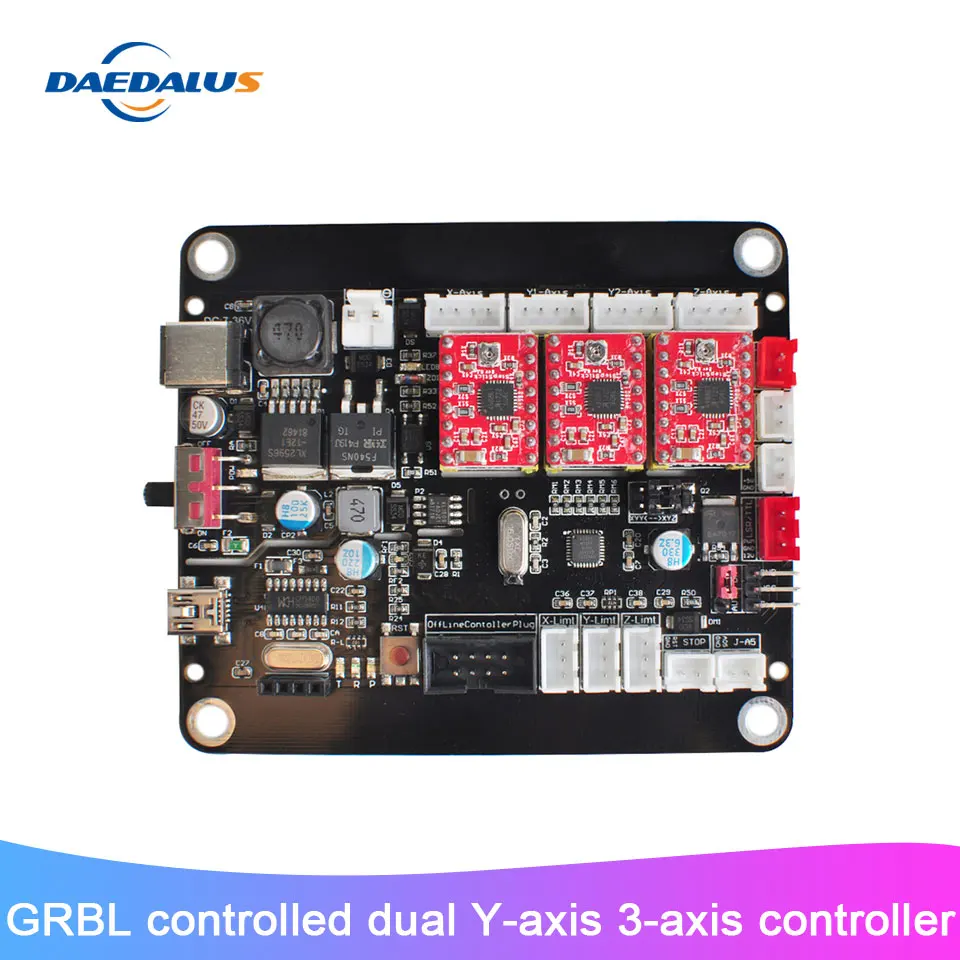  Nuevo controlador de 3 ejes Control CNC tablero USB doble Y tablero de eje con Control GRBL para má
