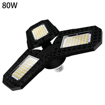 

E27 Medium Base 80W Super Bright LED Module Garage Light Bulb Deformable Ceiling Fixture Lights Workshop Lamp 90° Adjustable