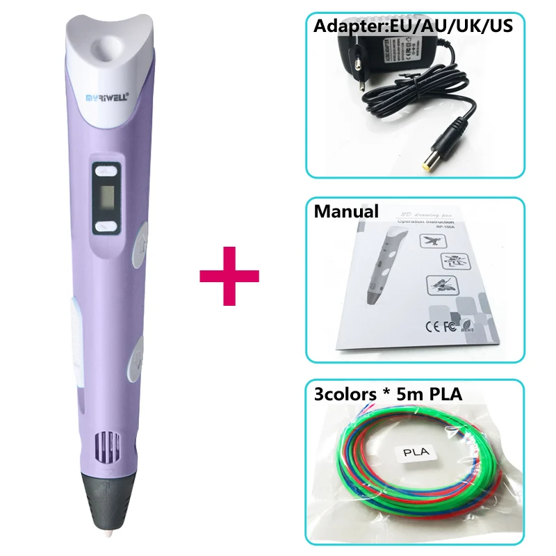 

myriwell 3d pens,LED display,1.75mm pla abs 3 d pen 2017 Smart 3d printed pen Child birthday present 3d print pen 3d model