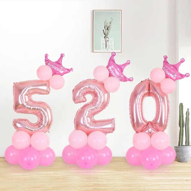 Globo Digital de aluminio con números para niño y niña, globos supergrandes de color azul y rosa, decoración para cumpleaños, bodas, Navidad y fiestas