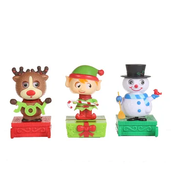 

1Pcs Creative Christmas Theme Style Snowman Elk Shaking Head Doll Solar Toys Cartoon Swing Car Decoration Toy