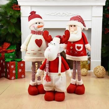 

Big Size Christmas Dolls Retractable Santa Claus Snowman Elk Toys Xmas Figurines Christmas Gift for Kid Red Xmas Tree Ornament