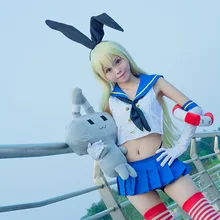 Anime Shimakaze uniformes Cosplay traje con calcetines Shimakaze Cosplay peluca envío gratis(China)