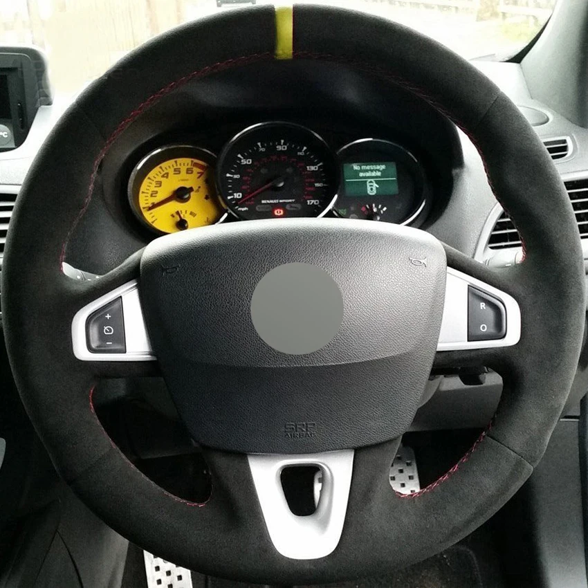 Black-Suede-DIY-Car-Steering-Wheel-Cover-For-Renault-Fluence-Fluence-ZE-2009-2016-Megane-1