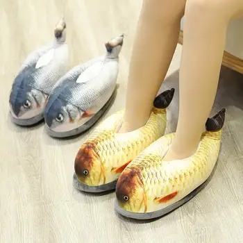 

Plush Cotton Slippers Innovative Simulation Catfish Shape Slippers Warm Non-slip Shoes for Home Indoor Wearing